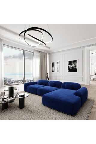 Canapé d'angle droit Labucca - Bleu cobalt - 5 places - En tissu velours