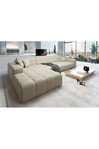 Canapé d'angle gauche Cardano - Beige - 5 places - En cuir