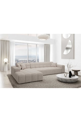 Canapé d'angle gauche Cardano - Beige - 5 places - Tissu structuré