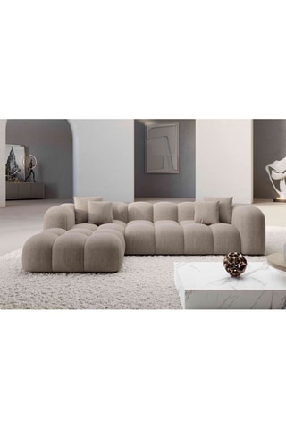 Canapé d'angle gauche Form Nuvola - Beige - 5 places - Tissu structuré