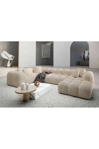 Canapé d'angle gauche panoramique Nuvola - Crème - 7 places - En velours