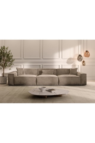 Canapé Lionel - Beige foncé - 4 places - Tissu toucher velours