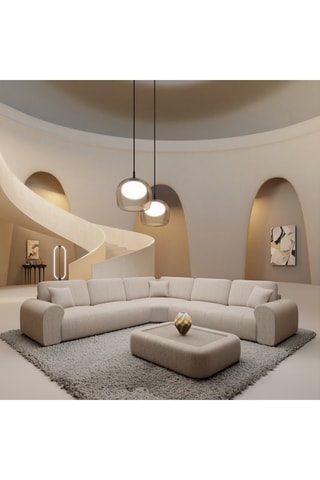 Canapé d’angle Dion - Beige - 6 places - En polyester