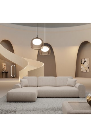 Canapé d’angle gauche Dion - Beige - 5 places - En polyester