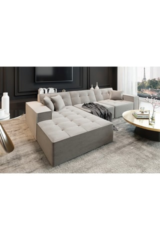 Canapé d’angle gauche Atlantis - Ecru - 5 places - En polyester