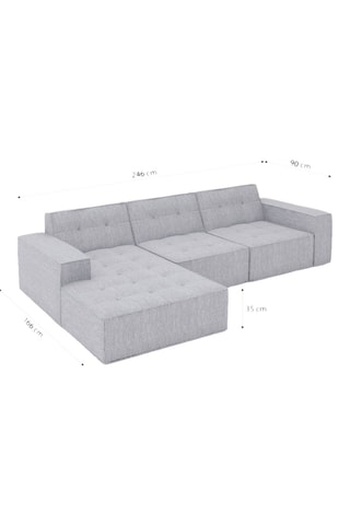 Canapé d’angle gauche Atlantis - Noir - 5 places - En polyester