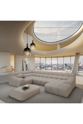 Canapé d'angle droit Bonobo - Gris - 7 places - En polyester