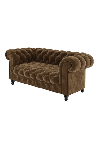Canapé Chesterfield - Marron - 2 places - En tissu velours