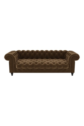 Canapé Chesterfield - Marron - 3 places - En tissu velours