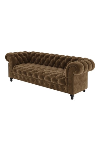 Canapé Chesterfield - Marron - 3 places - En tissu velours