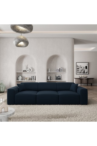 Canapé Lenova - Bleu marine - 4 places - En tissu velours