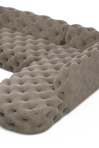 Canapé d'angle droit Honey - Beige - 5 places - En tissu velours