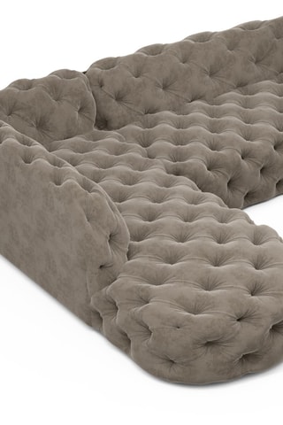 Canapé d'angle gauche Honey - Beige - 5 places - En tissu velours