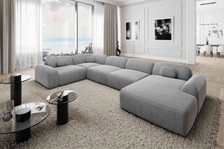 Canapé d'angle gauche panoramique Labucca Gris clair