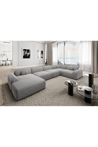 Canapé d'angle droit panoramique Labucca Gris clair