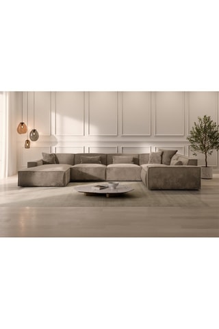 Canapé d'angle droit panoramique Lionel Beige foncé