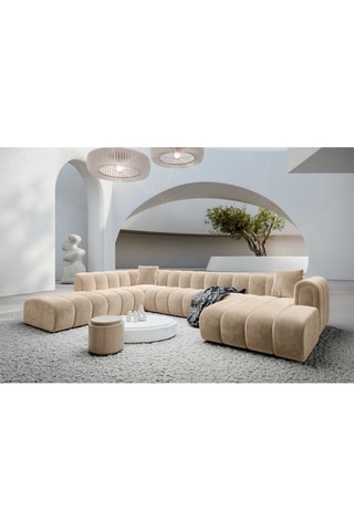 Canapé d'angle gauche panoramique Luma Crème