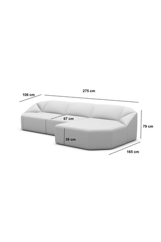 Canapé d'angle droit Laguna - Marron - 5 places - En tissu velours