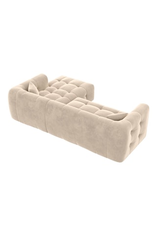 Canapé d'angle droit Baloo - Crème - 5 places - En tissu velours