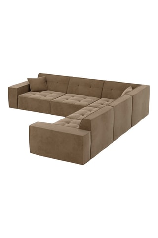 Canapé d'angle réversible Atlantis - Marron - 6 places - En tissu velours