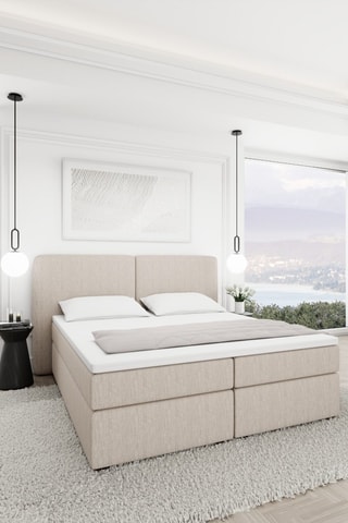 Lit-coffre avec sommier en hêtre Balboa - Beige