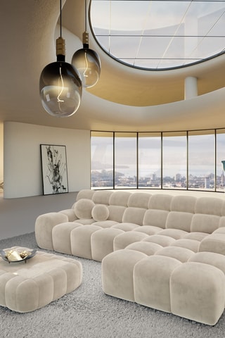 Canapé d'angle droit Bonobo - Crème - 4 places - En tissu velours