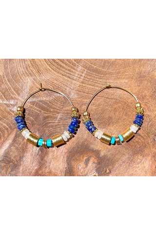 Criollas bañadas en oro fino amarillo - Lapislázulis, piedras de luna y turquesas