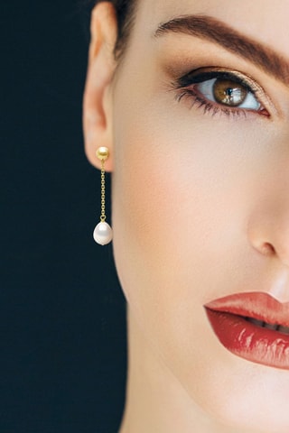 Pendientes - Plata chapada en oro amarillo y perla de agua dulce