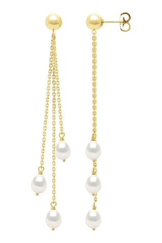 Pendientes - Plata chapada en oro amarillo y perla de agua dulce