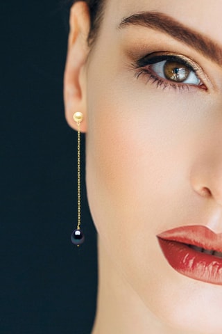 Pendientes - Plata chapada en oro amarillo y perla de agua dulce