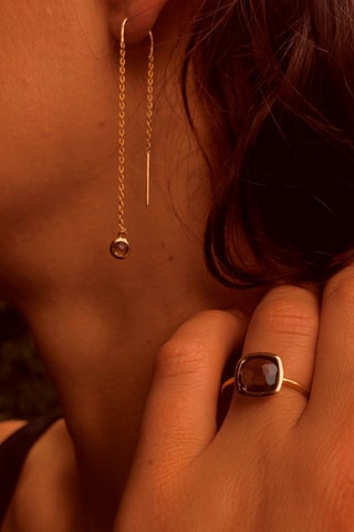 Pendientes - Plata chapada en oro amarillo y cuarzo ahumado