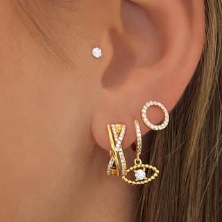 Pendientes - Latón bañado y circonita