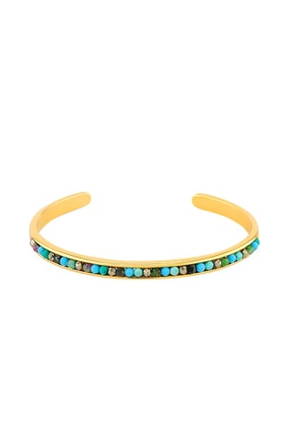 Pulsera bañada en oro fino amarillo - Turquesa, crisoprasa, pirita, turmalinas