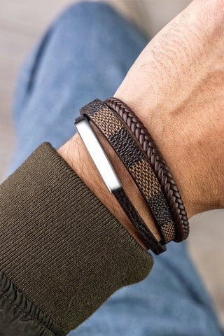 Pulsera - Marrón y plateado - Marc Malone