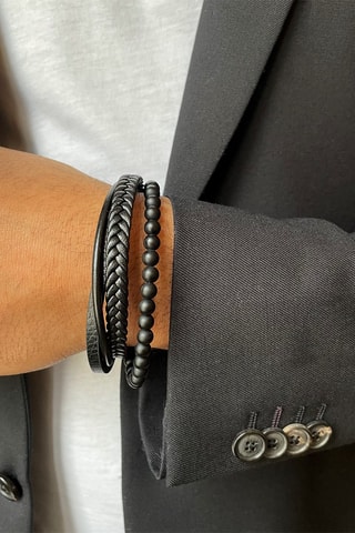 Pulsera - Piel y piedras de lava