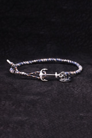 Pulsera Brown wax - Marrón y plateado