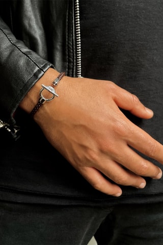 Pulsera - 
Piel y chapado en plata