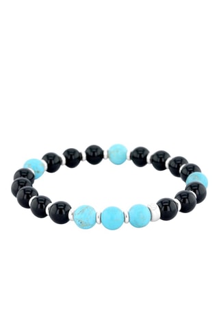 Pulsera - Plata, ónice y turquesas