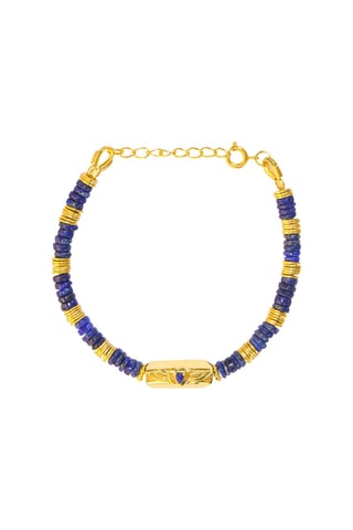 Pulsera bañada en oro fino amarillo - Lapislázulis