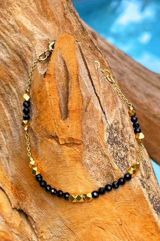 Pulsera bañada en oro fino amarillo - Ónice