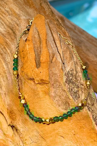 Pulsera bañada en oro fino amarillo - Ónice