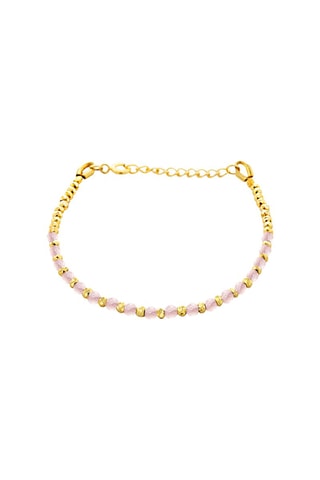 Pulsera bañada en oro fino amarillo - Cuarzos rosas y piritas