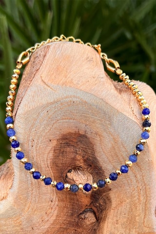 Pulsera bañada en oro fino amarillo - Sodalitas y piritas