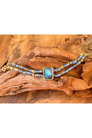 Pulsera bañada en oro fino amarillo - Labradoritas