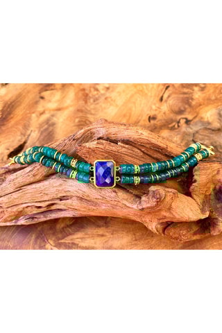 Pulsera bañada en oro fino amarillo - Ónice y lapislázuli