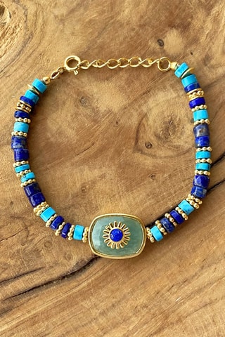 Pulsera - Chapada en oro amarillo, amazonita y lapislázuli