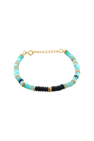 Pulsera - Chapado en oro amarillo, amazonitas y espinelas