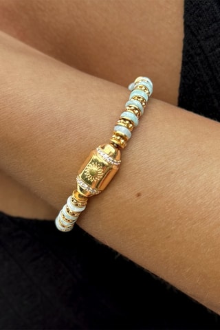 Pulsera - Chapado en oro amarillo y amazonitas 