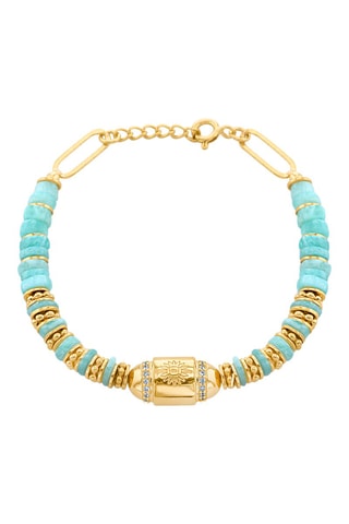 Pulsera - Chapado en oro amarillo y amazonitas 