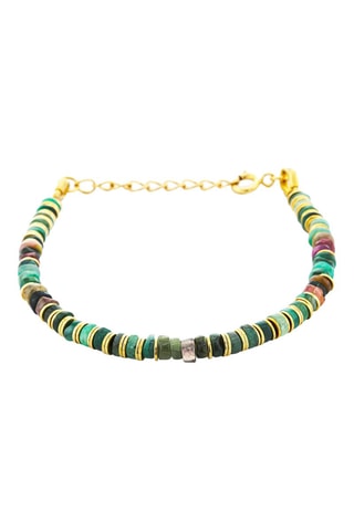 Pulsera bañada en oro fino amarillo - Esmeraldas y turmalinas